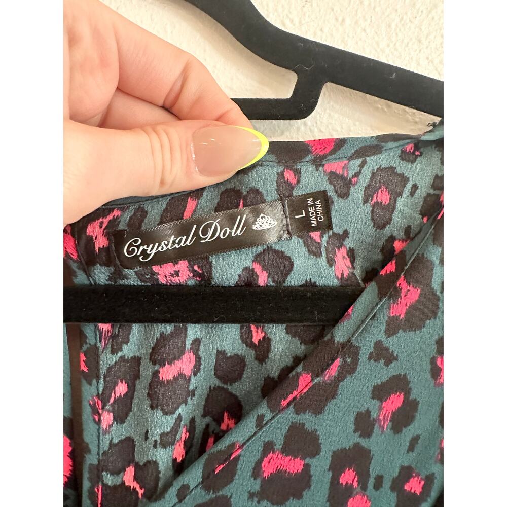 Dark Teal and Hot Pink Cheetah Print Jumpsuit size large - Picture 9 of 12
